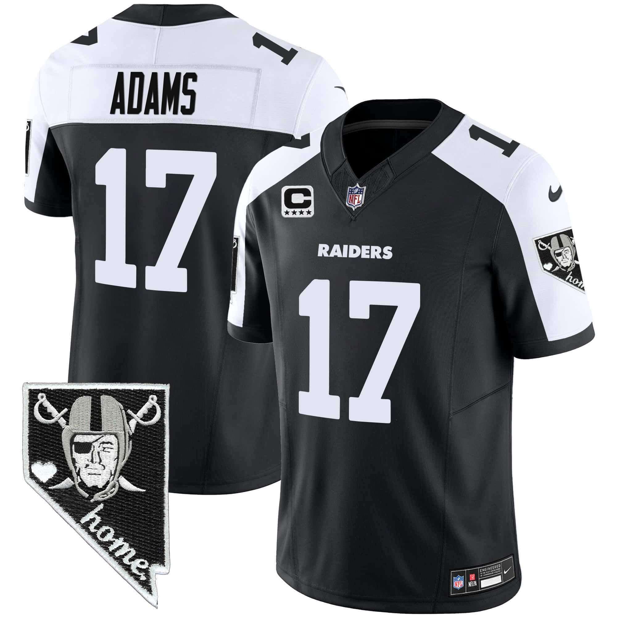 Men Oakland Raiders #17 Adams Black 2024 Nike Nevada Home Patch Vapor NFL Jersey